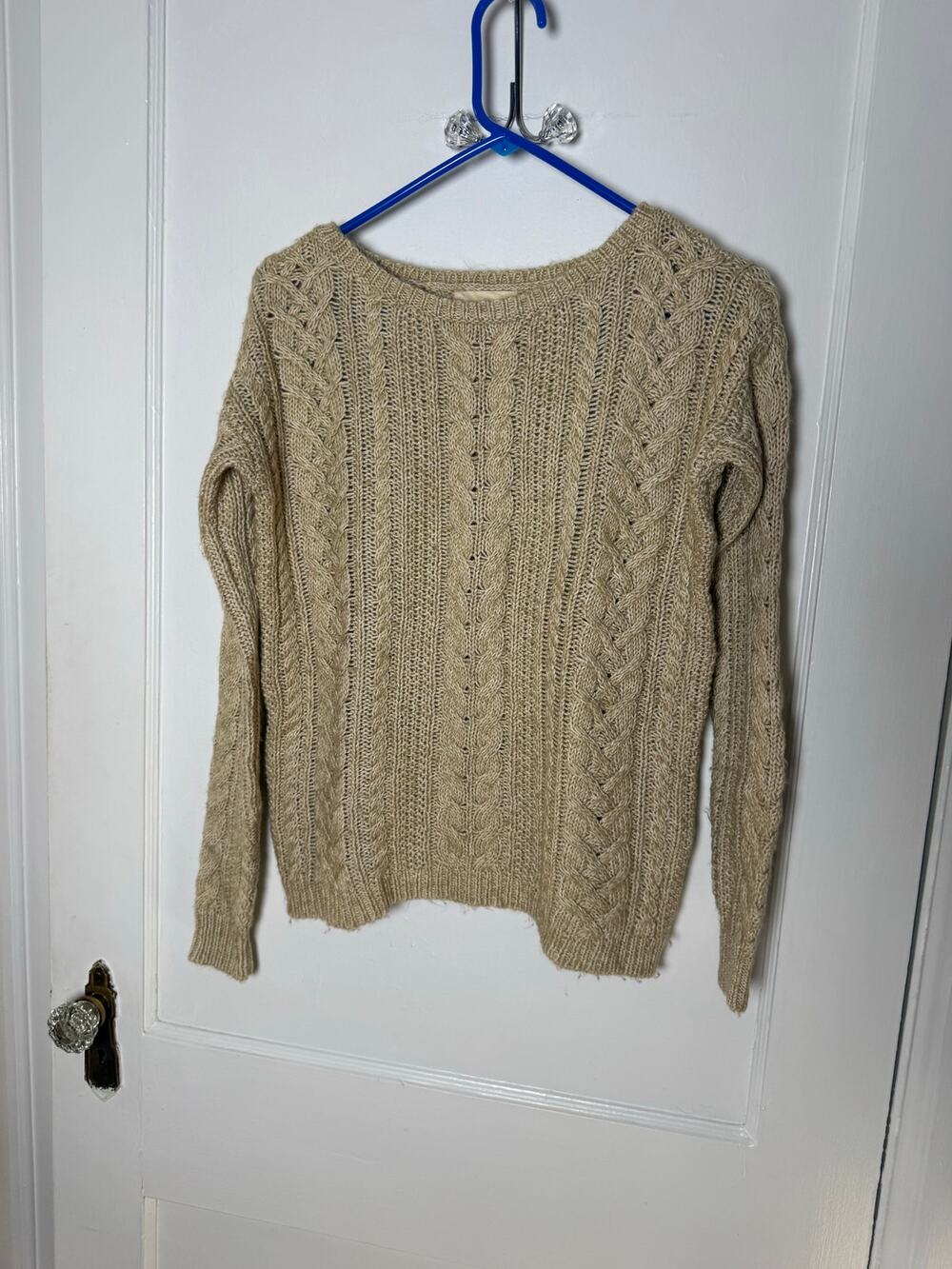 Ralph Lauren Denim & Supply Brown Cable Knit Fisherman Chunky Sweater XS
